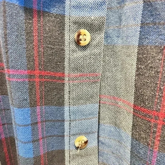 90’s Grunge Blue Plaid Flannel Button Down Vintage Woodbourne Road XL - Picture 3 of 7